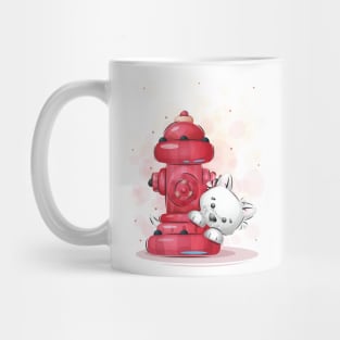 Puppy Red Fire Hydrant Mug